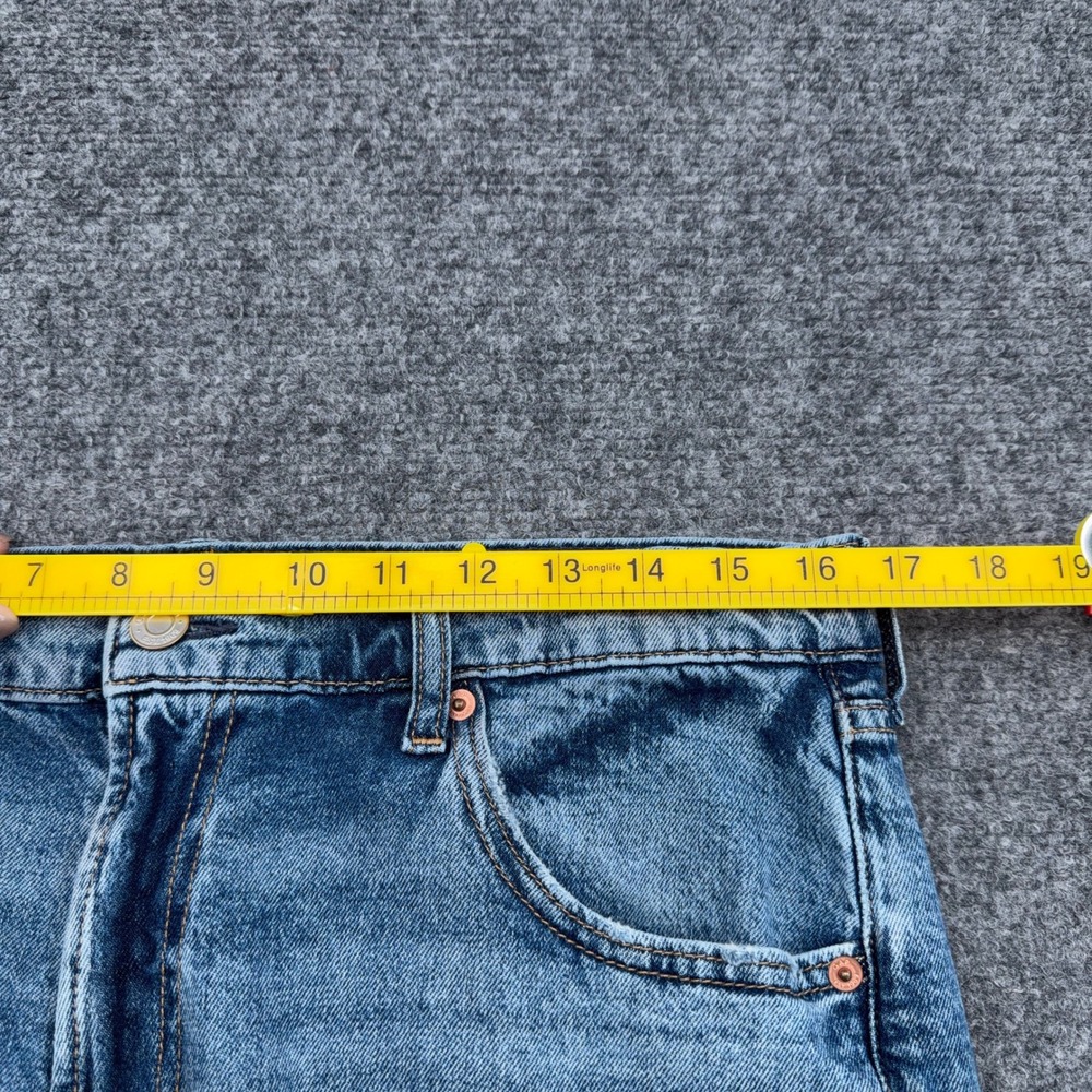 Gap 90s Loose Mid Rise Women 30/10P Cotton Blue Jeans Distressed Slit Hem - Picture 7 of 9